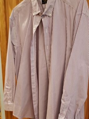 Club Room Men's Purple and White Striped Dress Shirt